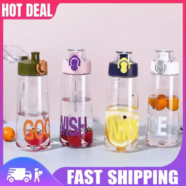 600ML Drinking Bottles Transparent Portable Water Cup for Camping Hiking Running