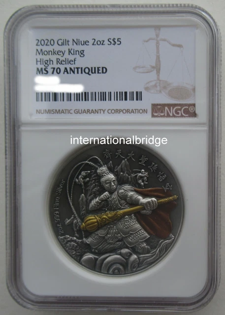 NGC MS70 Niue 2020 Chinese Gods Mythology Monkey King 孫悟空 Silver Coin 2oz