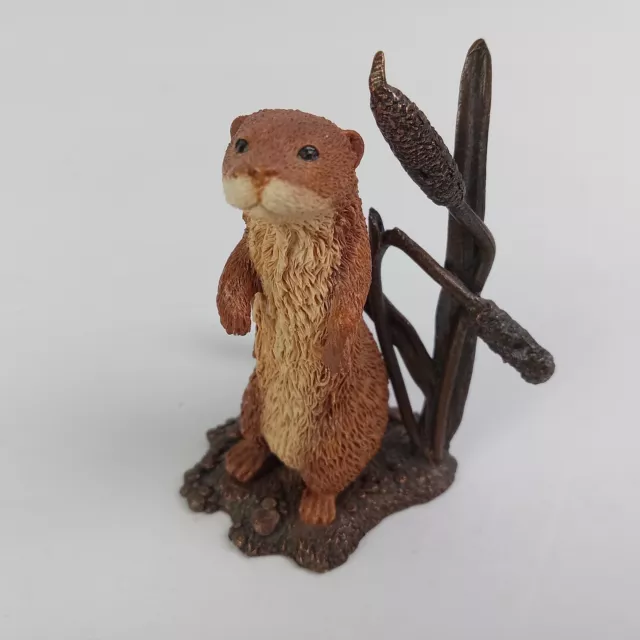 Bowbrook Studios UK Otter Figurine In Cattails Vintage River Sea Bronze Resin