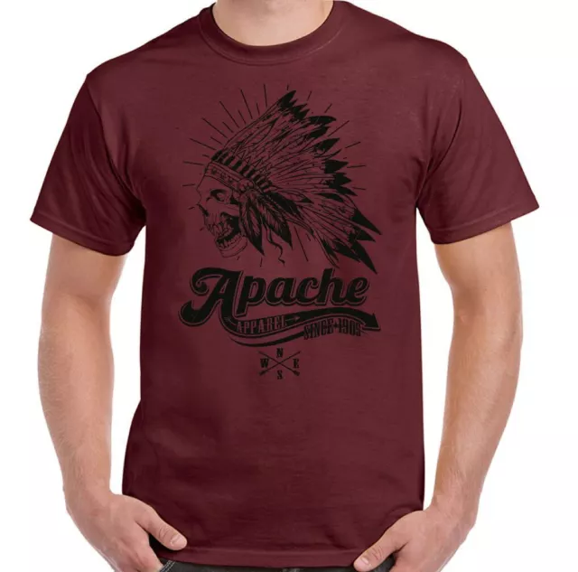 T-shirt teschio indiano Apache abbigliamento uomo copricapo moto biker tatuaggio bici 3