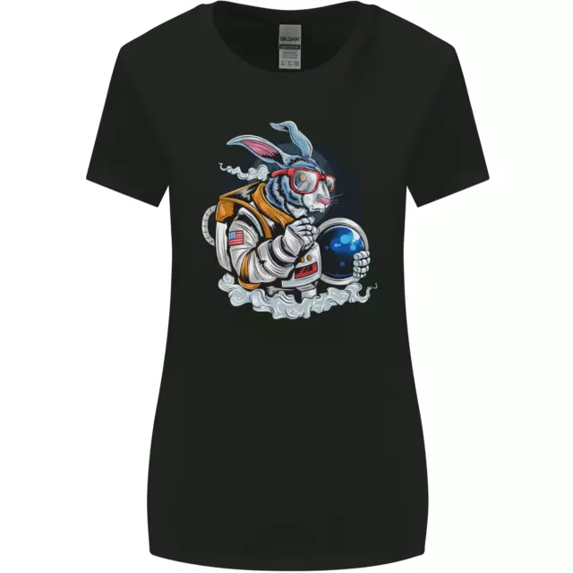 Maglietta Space Bunny Funny Astronaut Space Rabbit da donna taglio più largo