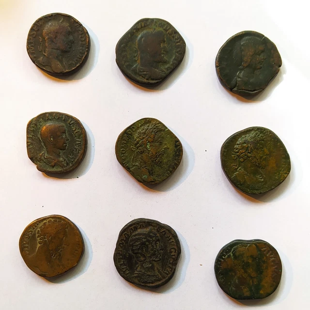 Monnaies Romaines : Lot : 9 sesterces, Belle qualité du COMMODE au centre