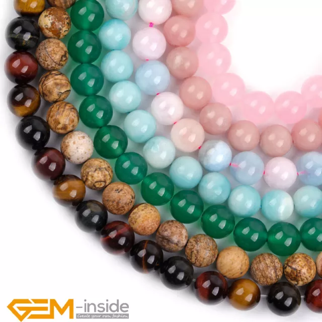 Natural Assorted Jasper Gemstone Round Beads for Jewelry Making 15" Wholesale