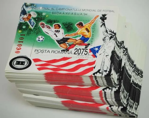1994 Rumänien; 300 Blocks Fußball-WM, postfrisch/MNH, Bl. 290, ME 1200,-