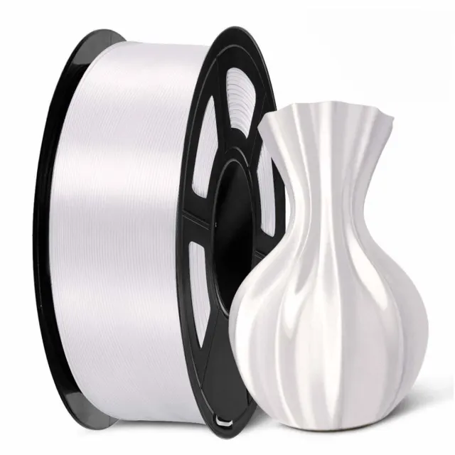 SUNLU SILK PLA+ 3D Printer Filament 1.75mm 1KG Spool White Great Easy to Print