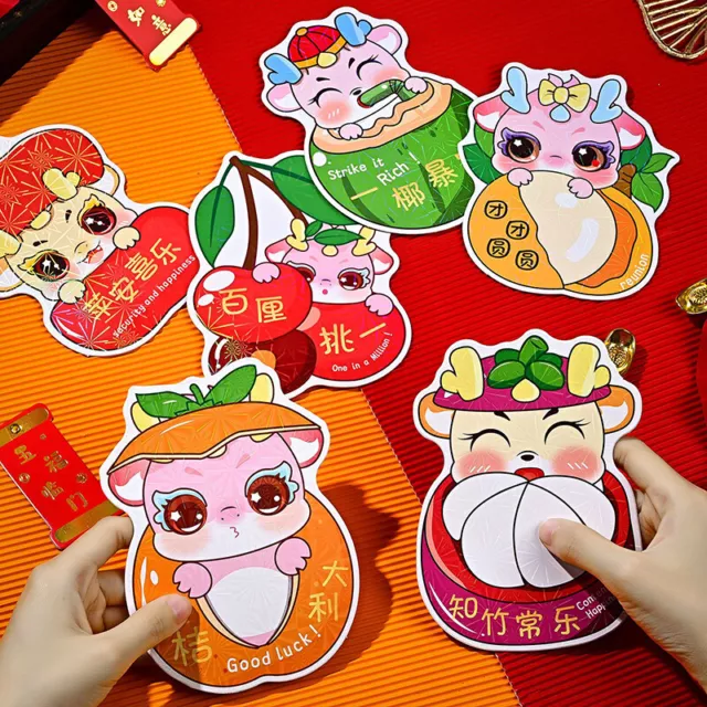 10Pcs Cartoon Fruit Chinese Dragon New Year Red Envelopes Spring Festival Gift