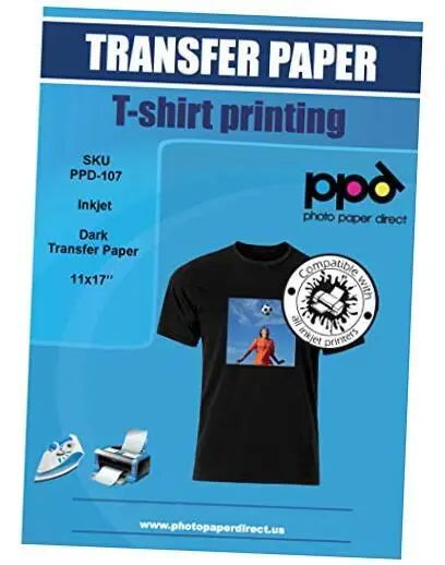 Photo Paper Direct PPD Inkjet Iron-On Bundle of T Shirt Transfer Paper  8.5x11 for Light/White x100 Sheets + Dark/Black x 50 Sheets