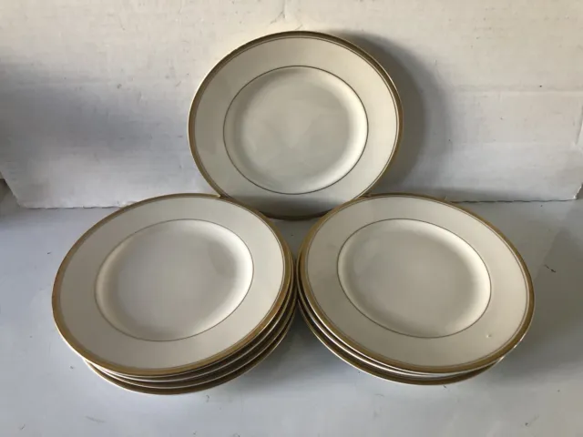 8 Vintage 8” Salad Plates Monticello Old Ivory Syracuse China OPCO Gold Rings