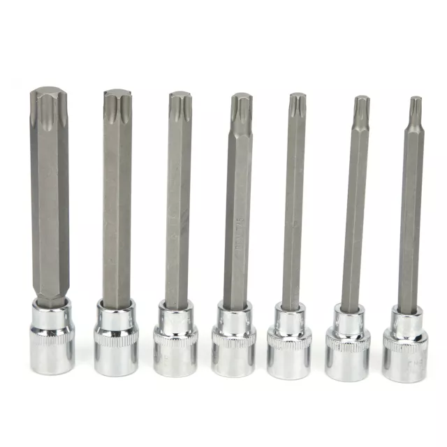 7pcs/set Extra Long Star Hex Bit Socket Kit T25-60 3/8in Square Drive With