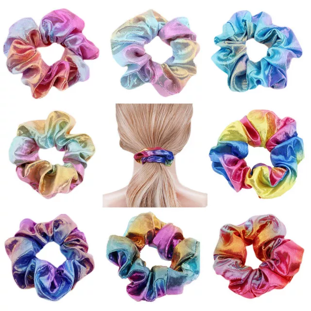 Women Scrunchie Glitter Hair Ties Ponytail Hair Rope Colorful Elastic Hair Bands