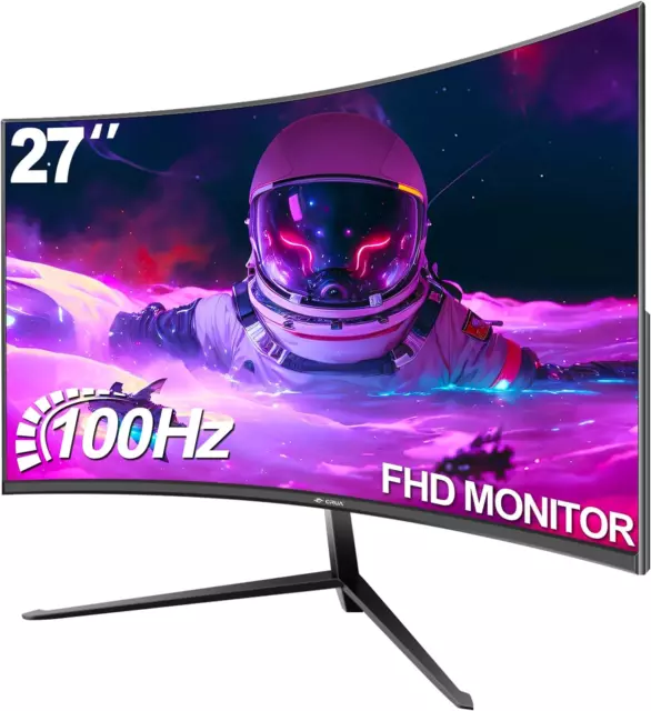 Monitor Curvo Gaming 27 Pollici 100Hz Gaming Monitor Fhd 1080P Da Pc Schermo