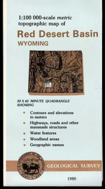 USGS Metric Topographic: Red Desert Basin, Wyoming 1980 Topo Map