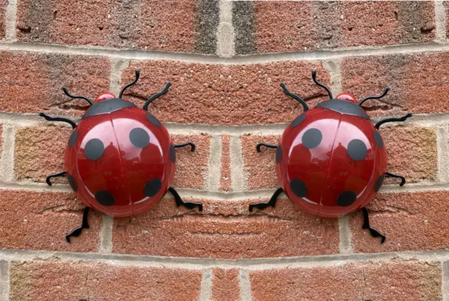 2 Garden EXTRA Large PLASTIC Ladybirds ladybugs Ideal for Patio Wall Art Deco