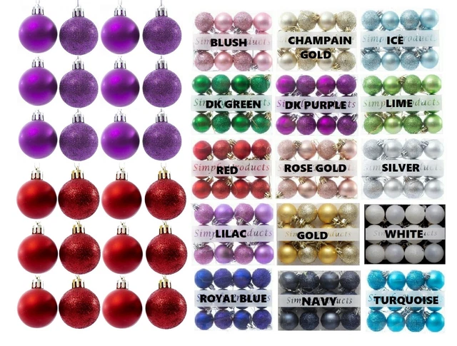 Christmas Baubles Tree Ornament Shiny Glitter Balls Xmas Hanging Decoration 38mm