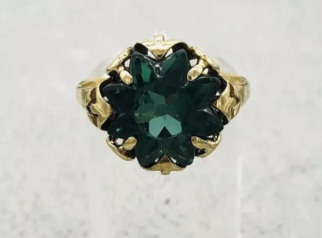 585 14 Carat Bague or Avec de Coloris Vert Tourmaline, Taille la 60, Bon État