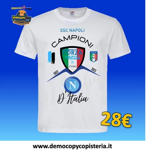 T-SHIRT MAGLIETTA - NAPOLI CAMPIONE 2022 2023 SCUDETTO - Osimhen Kvara Serie A