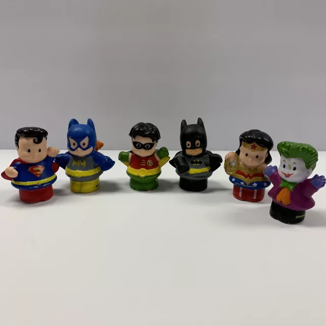 Lot Fisher Price 6 Little People DC Comics Super Friends Heroes Batman Superman