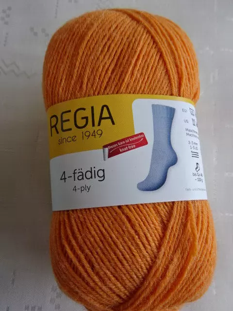 100g Regia uni -Fb. 1054 kürbis-orange - 4-fach/4-fädig-Sockenwolle Schachenmayr