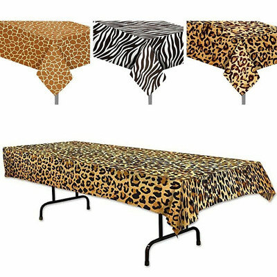 3 estilos de mesa desechable con estampado de ciervo leopardo cebra bosque picnic al aire libre
