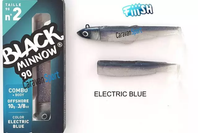 ARTIFICIALE COMBO BLACK MINNOW 120 ELECTRIC BLUE FIIISH 12 GR SHORE N° 3  GOMMA