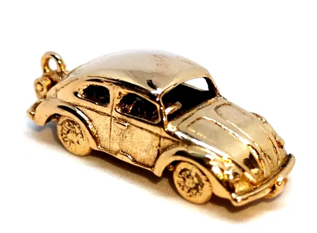 V.W. Volkswagen Beetle 9ct Carat Solid Gold Charm Fob Pendant Love Bug Veedub
