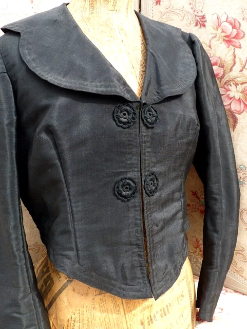 Blouse Ancienne Fin XIXe Siècle Brodée Main - Taille 36-38, Coton Blanc, Manches Longues, Vintage