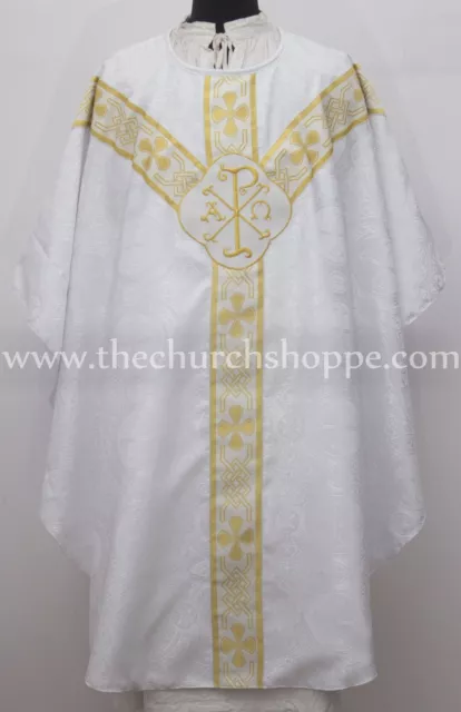 WHITE clergy gothic vestment  and stole set,Gothic chasuble,casula,casel