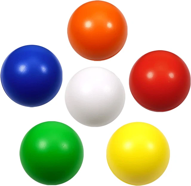 Paquete de 6 bolas de alivio del estrés bolas de compresión no tóxicas de 2,5 pulgadas bolas de espuma de colores