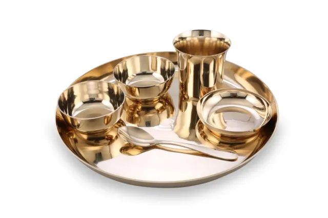 Bronze/Kansa Dinner Set Plain Glossy Bring home Brass Kansa (Pack of 6 pieces).. 3