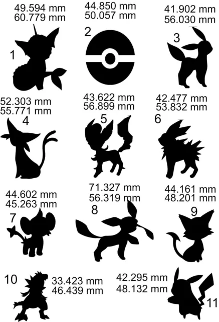 57 pokemon medium size x 3  each shown body art glitter  glass etching stencils 2