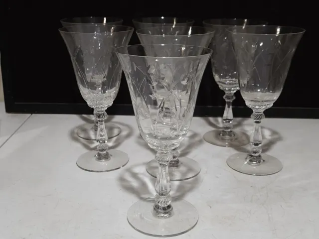 SET OF 7- HEISEY Crystal SHEFFIELD 7 1/4" Water Goblets