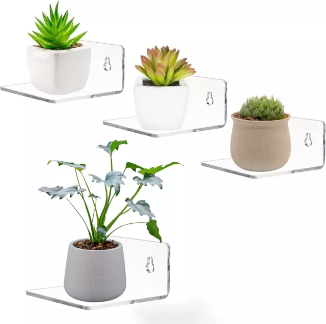 Small Adhesive Wall Shelves Mini Floating Bedroom Decor Wall Mounted Clear NEW