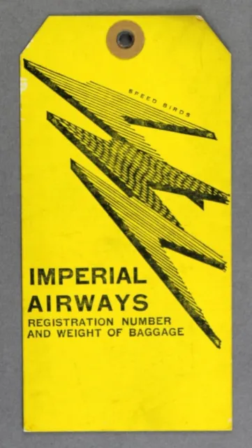 Imperial Airways Vintage Airline Luggage Label Baggage Bag Tag -Yellow