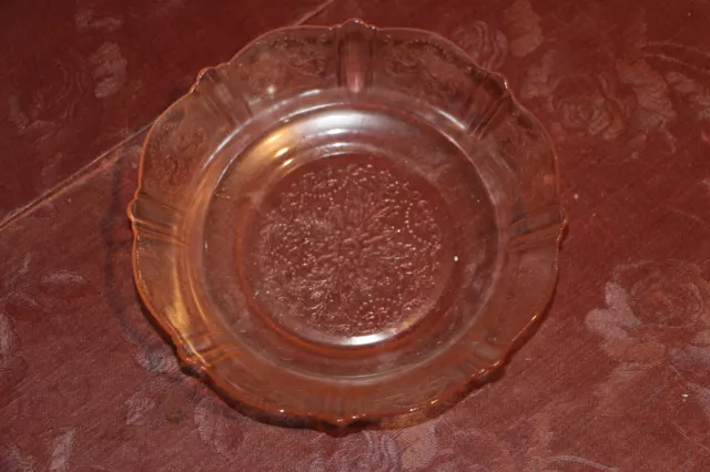 Pink Depression Glass Bowl Etched in Great Condition!