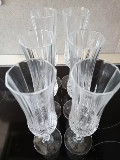 Set di n. 6 flutes per champagne modello Longchamp di Cristal d'Arques -lotto 1- 3