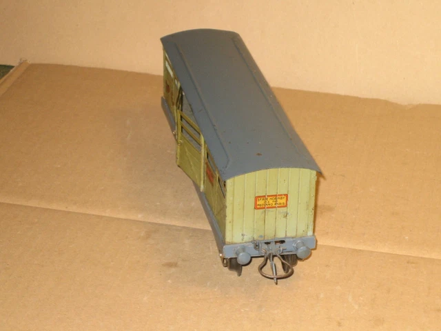 HORNBY wagon grue N°1 bleu et jaune (circa 1935) (0 vintage