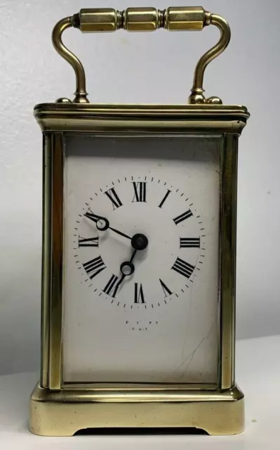 Antique Brass Carriage Clock  Working