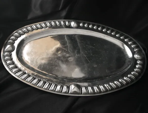 Vintage Unmarked STERLING Silver Oval Serving Tray