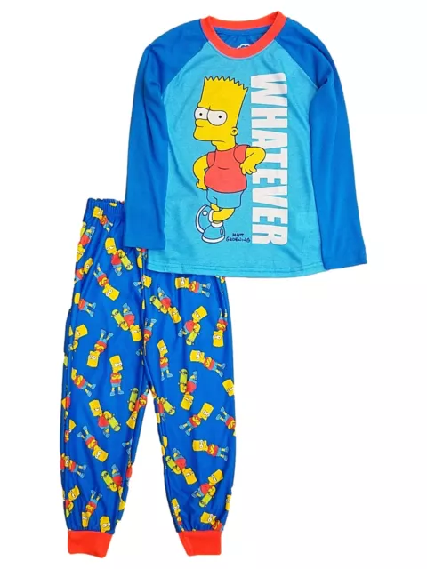 The Simpsons Boys Blue Bart Whatever Pajamas Shirt & Bottoms Sleep Set