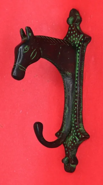 Green Horse Antique Style Handmade Brass Cup Key Cloth Hanger Wall Mounted Hook 20