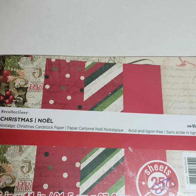 Lote de papel de recortes estampado de Navidad 20 hojas 5 patrones diario basura