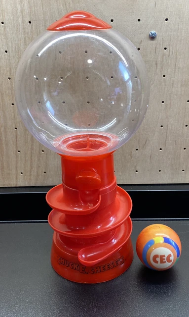 Chuck E Cheese Red Plastic Candy Gumball Machine And Soft Foam Ball