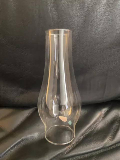 Vintage Clear Glass Lamp Chimney Oval Hurricane Globe 2.5” Base x 8.5” tall (Q)