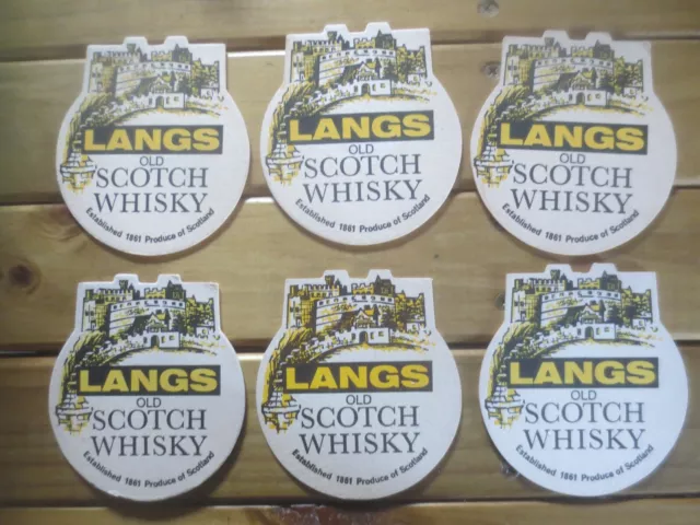 6 x LANGS Scotch Whisky 1970,S Australian  Issued Spirit COASTERS