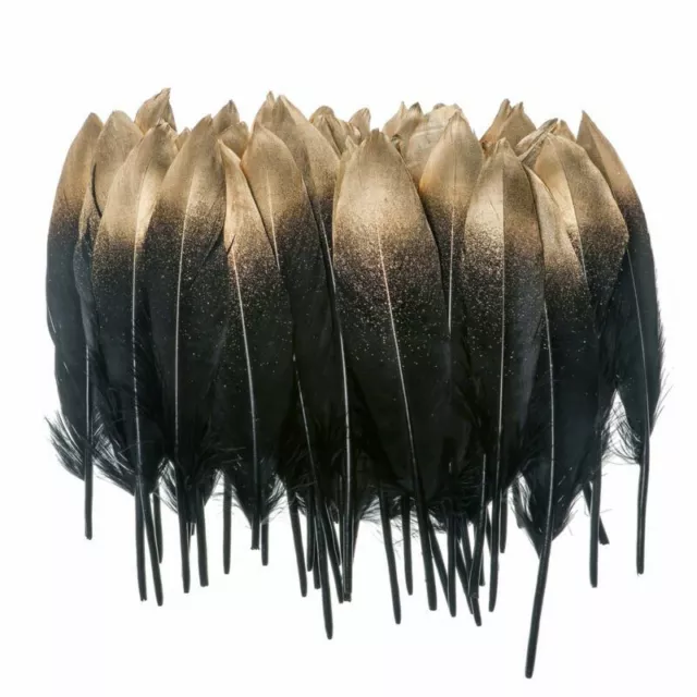 Gold Natural Goose Feather Craft for Millinery DIY Art Home Decor 50PCS