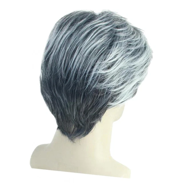 10'' Short Wig for Men Straight Hair Synthetic Full Wigs Costume Accessories