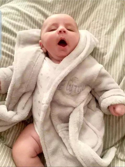 Personalised Babies Grey Dressing Gown | Hooded Fleece Bath Robe
