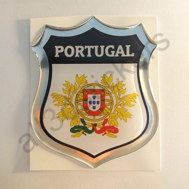 Pegatina Portugal Escudo de Armas 3D Emblema Vinilo Adhesivo Resina Relieve