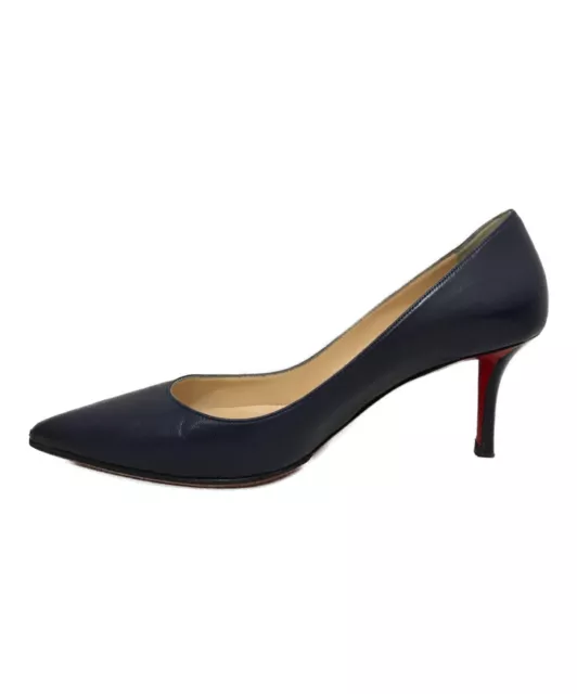 Christian Louboutin IT 37 APOSTROPHY PUMP 70 KID Leather Navy Red Sole Point toe 2
