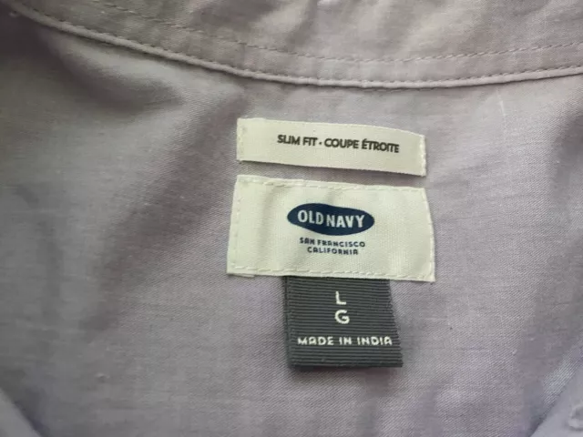 Old Navy Men’s Large Slim Fit Short Sleeve Button Up Shirt Light Purple 3